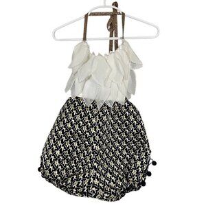 Metallic Boho Romper 3M Black Petal Floral Chic Glam Hippie Indie Western